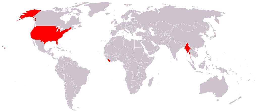 Countries not adopted SI units